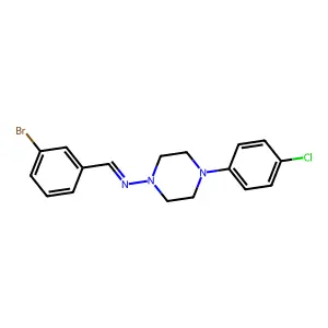 1-(3-bromophenyl)-N-[4-(4-chlorophenyl)piperazin-1-yl]methanimine structure