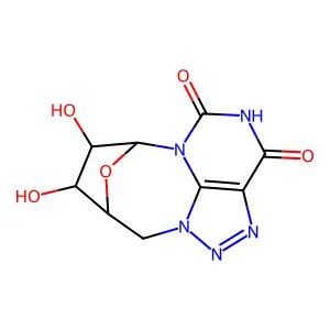 10,11-dihydroxy-15-oxa-1,2,3,6,8-pentazatetracyclo[6.5.1.19,12.04,14]pentadeca-2,4(14)-diene-5,7-dione structure