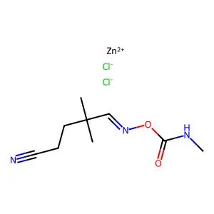 zinc[(4-cyano-2,2-dimethylbutylidene)amino] N-methylcarbamatedichloride structure