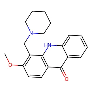 3-methoxy-4-(piperidin-1-ylmethyl)-10H-acridin-9-one structure