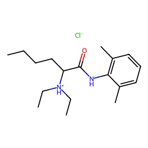 [1-(2,6-dimethylanilino)-1-oxohexan-2-yl]-diethylazanium chloride structure