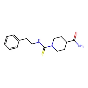 1-[(2-phenylethyl)carbamothioyl]piperidine-4-carboxamide structure