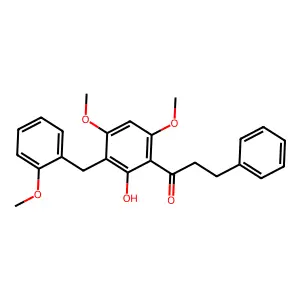 1-[2-hydroxy-4,6-dimethoxy-3-[(2-methoxyphenyl)methyl]phenyl]-3-phenylpropan-1-one structure