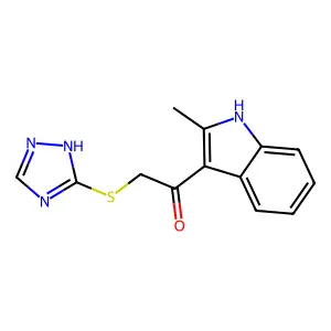 1-(2-methyl-1H-indol-3-yl)-2-(4H-1,2,4-triazol-3-ylthio)ethanone structure