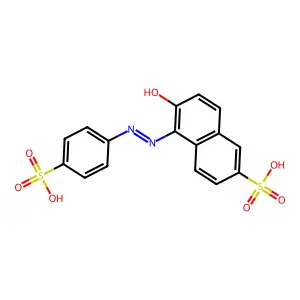 6-hydroxy-5-[(4-sulfophenyl)diazenyl]naphthalene-2-sulfonic acid structure