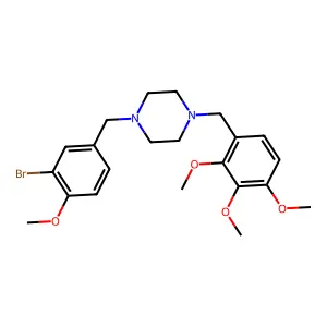 1-(3-bromo-4-methoxybenzyl)-4-(2,3,4-trimethoxybenzyl)piperazine structure