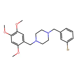 1-[(3-bromophenyl)methyl]-4-[(2,4,5-trimethoxyphenyl)methyl]piperazine structure