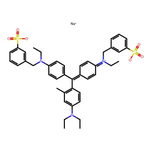 Benzenemethanaminium, N-(4-((4-(diethylamino)-2-methylphenyl)(4-(ethyl((3-sulfophenyl)methyl)amino)phenyl)methylene)-2,5-cyclohexadien-1-ylidene)-N-ethyl-3-sulfo-, hydroxide, inner salt, sodium salt structure