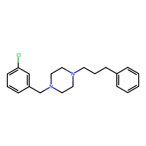 1-[(3-chlorophenyl)methyl]-4-(3-phenylpropyl)piperazine structure