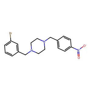 1-[(3-bromophenyl)methyl]-4-[(4-nitrophenyl)methyl]piperazine structure