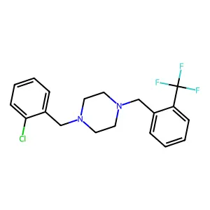 1-(2-chlorobenzyl)-4-[2-(trifluoromethyl)benzyl]piperazine structure