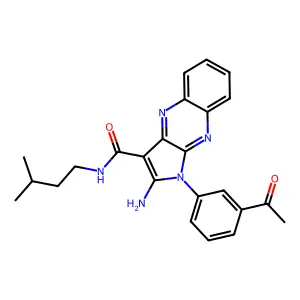 1-(3-acetylphenyl)-2-amino-N-isopentyl-1H-pyrrolo[2,3-b]quinoxaline-3-carboxamide structure