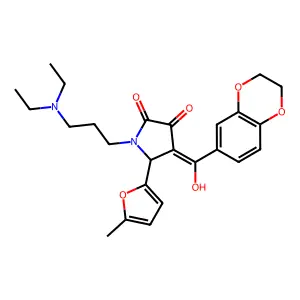 1-[3-(diethylamino)propyl]-4-(2,3-dihydro-1,4-benzodioxine-6-carbonyl)-3-hydroxy-5-(5-methylfuran-2-yl)-2,5-dihydro-1H-pyrrol-2-one structure
