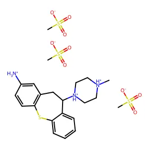 Dibenzo(b,f)thiepin-2-amine, 10,11-dihydro-10-(4-methyl-1-piperazinyl)-, trimethanesulfonate structure