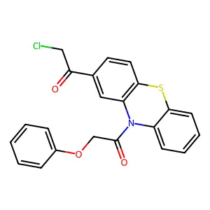 1-[2-(2-chloroacetyl)phenothiazin-10-yl]-2-phenoxyethanone structure