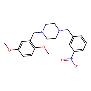 1-[(2,5-dimethoxyphenyl)methyl]-4-[(3-nitrophenyl)methyl]piperazine structure