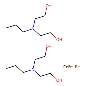 cobalt(2+)bis(2-[2-hydroxyethyl(propyl)amino]ethanol)dibromide structure