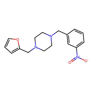 1-(2-furylmethyl)-4-(3-nitrobenzyl)piperazine structure