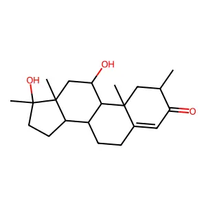 11alpha,17beta-Dihydroxy-2alpha,17-dimethylandrost-4-en-3-one structure