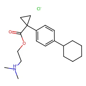 2-[1-(4-cyclohexylphenyl)cyclopropanecarbonyl]oxyethyl-dimethylazanium chloride structure