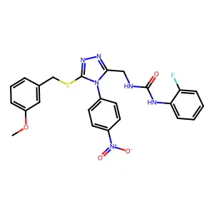 1-(2-fluorophenyl)-3-[[5-[(3-methoxyphenyl)methylsulfanyl]-4-(4-nitrophenyl)-1,2,4-triazol-3-yl]methyl]urea structure