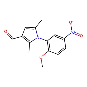 1-(2-methoxy-5-nitrophenyl)-2,5-dimethylpyrrole-3-carbaldehyde structure