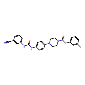 1-(3-cyanophenyl)-3-[4-[4-[2-(3-methylphenyl)acetyl]piperazin-1-yl]phenyl]urea structure