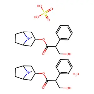 (8-methyl-8-azabicyclo[3.2.1]octan-3-yl) 3-hydroxy-2-phenylpropanoatesulfuric acidhydrate structure