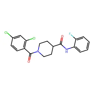 1-[(2,4-dichlorophenyl)carbonyl]-N-(2-fluorophenyl)piperidine-4-carboxamide structure