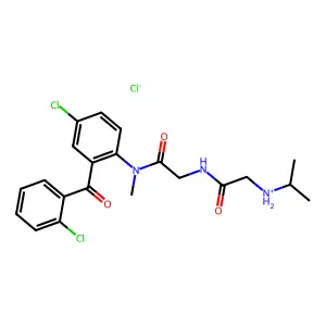 [2-[[2-[4-chloro-2-(2-chlorobenzoyl)-N-methylanilino]-2-oxoethyl]amino]-2-oxoethyl]-propan-2-ylazanium chloride structure