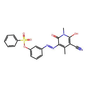 1,2-dihydro-6-hydroxy-1,4-dimethyl-2-oxo-5-[[3-[(phenylsulphonyl)oxy]phenyl]azo]nicotinonitrile structure