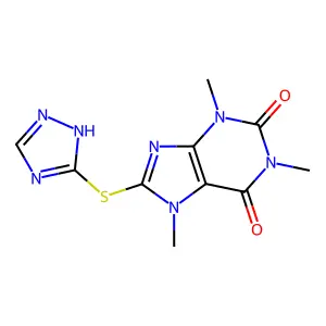 1,3,7-Trimethyl-8-(2H-[1,2,4]triazol-3-ylsulfanyl)-3,7-dihydro-purine-2,6-dione structure