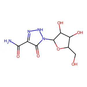 1-[(2R,3R,4S,5R)-3,4-dihydroxy-5-(hydroxymethyl)oxolan-2-yl]-5-oxo-2H-triazole-4-carboxamide structure