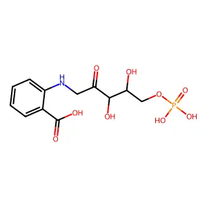 1-(2-carboxyphenylamino)-1-deoxy-D-ribulose 5-phosphate structure