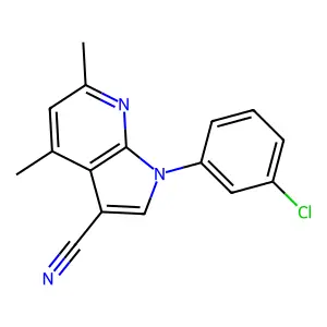 1-(3-chlorophenyl)-4,6-dimethylpyrrolo[2,3-b]pyridine-3-carbonitrile structure