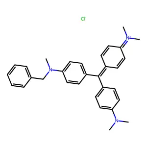 Benzyl(4-(bis(p-(dimethylamino)phenyl)methylene)cyclohexa-2,5-dien-1-ylidene)methylammonium chloride structure