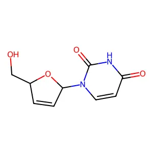 1-[(2R,5S)-5-(hydroxymethyl)-2,5-dihydrofuran-2-yl]pyrimidine-2,4-dione structure