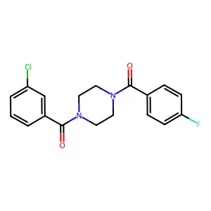 1-(3-chlorobenzoyl)-4-(4-fluorobenzoyl)piperazine structure