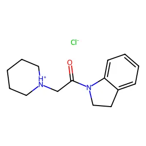 1-(2,3-dihydroindol-1-yl)-2-piperidin-1-ium-1-ylethanone chloride structure