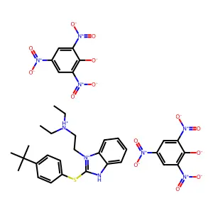 Benzimidazole, 2-((p-tert-butylphenyl)thio)-1-(2-(diethylamino)ethyl)-, dipicrate structure