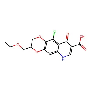 10-chloro-3-(ethoxymethyl)-9-oxo-3,6-dihydro-2H-[1,4]dioxino[2,3-g]quinoline-8-carboxylic acid structure