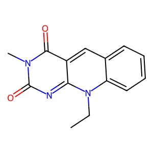 10-ethyl-3-methylpyrimido[4,5-b]quinoline-2,4-dione structure