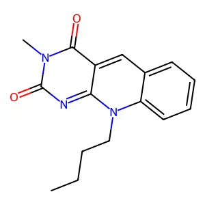 10-butyl-3-methylpyrimido[4,5-b]quinoline-2,4-dione structure