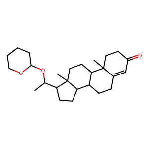 10,13-dimethyl-17-[1-(oxan-2-yloxy)ethyl]-1,2,6,7,8,9,11,12,14,15,16,17-dodecahydrocyclopenta[a]phenanthren-3-one structure