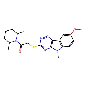 1-(2,6-dimethylpiperidin-1-yl)-2-[(8-methoxy-5-methyl-[1,2,4]triazino[5,6-b]indol-3-yl)sulfanyl]ethanone structure