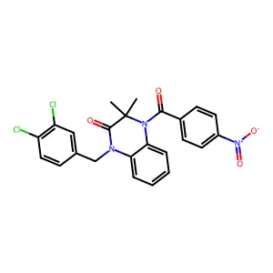 1-[(3,4-dichlorophenyl)methyl]-3,3-dimethyl-4-(4-nitrobenzoyl)quinoxalin-2-one structure