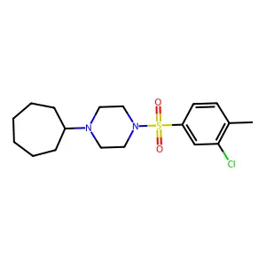 1-(3-chloro-4-methylphenyl)sulfonyl-4-cycloheptylpiperazine structure