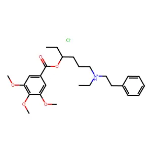 ethyl-(2-phenylethyl)-[4-(3,4,5-trimethoxybenzoyl)oxyhexyl]azanium chloride structure