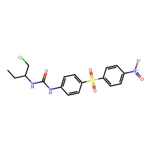 1-(1-chlorobutan-2-yl)-3-[4-(4-nitrophenyl)sulfonylphenyl]urea structure