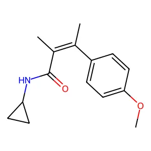N-cyclopropyl-3-(4-methoxyphenyl)-2-methylbut-2-enamide structure